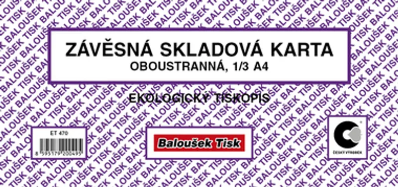 Główne zdjęcie produktu Závěsná skl. karta malá / oboustr./ ET470