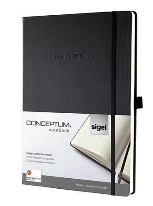Główne zdjęcie produktu Záznamní kniha "Conceptum", čtverečkovaná, černá, tvrdé desky, A4, 194 listů, SIGEL