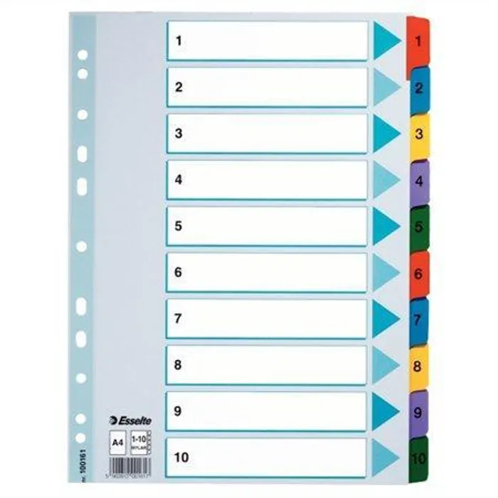 Główne zdjęcie produktu Zesílené kartonové rejstříky Esselte Mylar, A4, Mix barev