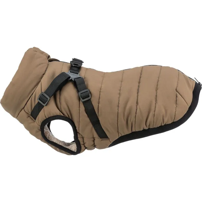 Główne zdjęcie produktu Zimní bunda PIROU s postrojem, pískováS: 40cm, hruď: 56-60cm, krk: až 46cm