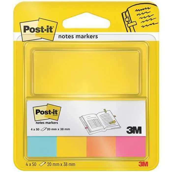 Główne zdjęcie produktu Značkovací proužky, 4x50 lístků, 20x38 mm, 3M POSTIT, mix barev