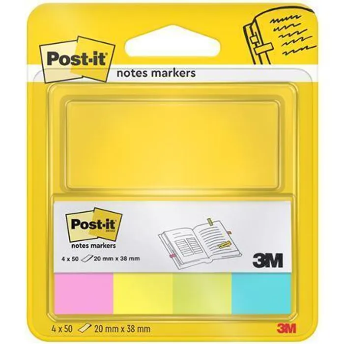 Główne zdjęcie produktu Značkovací proužky, 4x50 lístků, 20x38 mm, 3M POSTIT, mix neonových barev