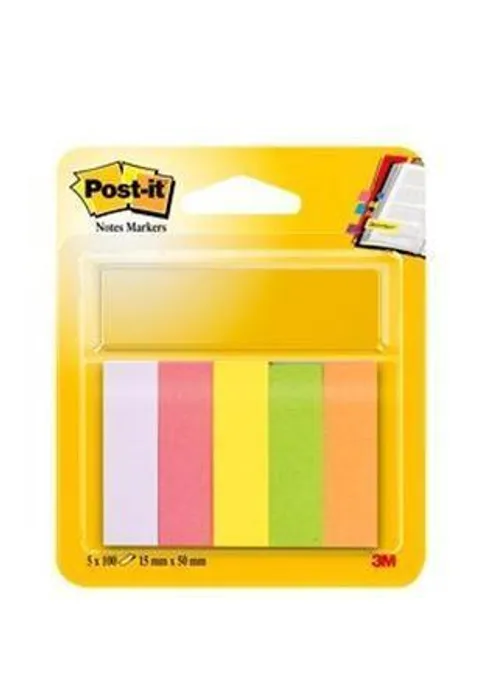 Główne zdjęcie produktu Značkovací proužky, 5x100 lístků, 15x50 mm, 3M POSTIT, mix barev