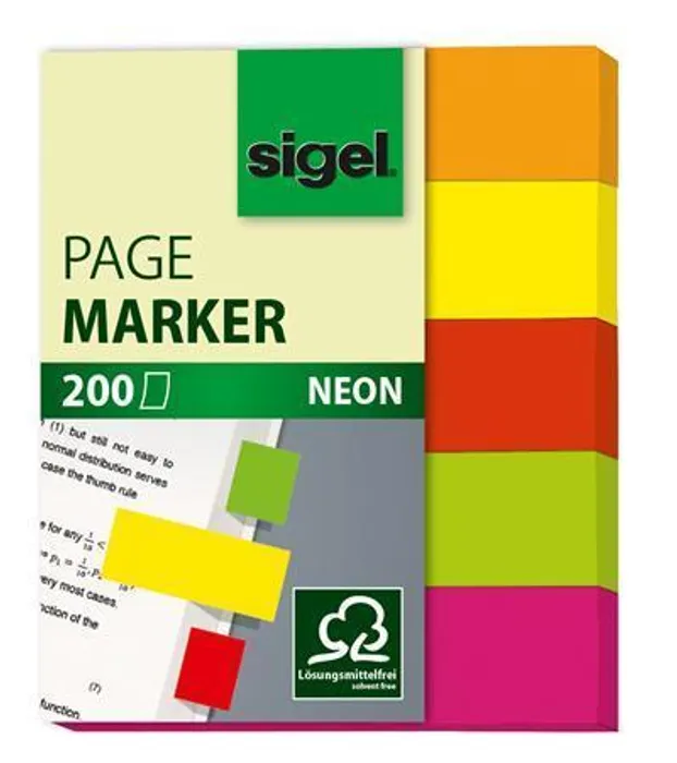 Główne zdjęcie produktu Značkovací proužky, 5x40 lístků, 12x50 mm, SIGEL "Neon Mini", mix barev