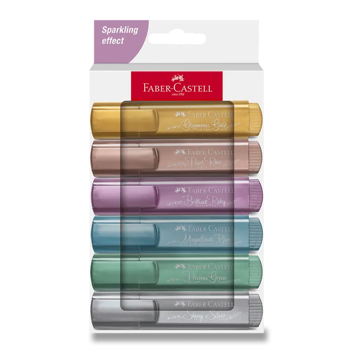 Główne zdjęcie produktu Zvýrazňovač Faber-Castell Textliner 46 Metallic sada 6 barev