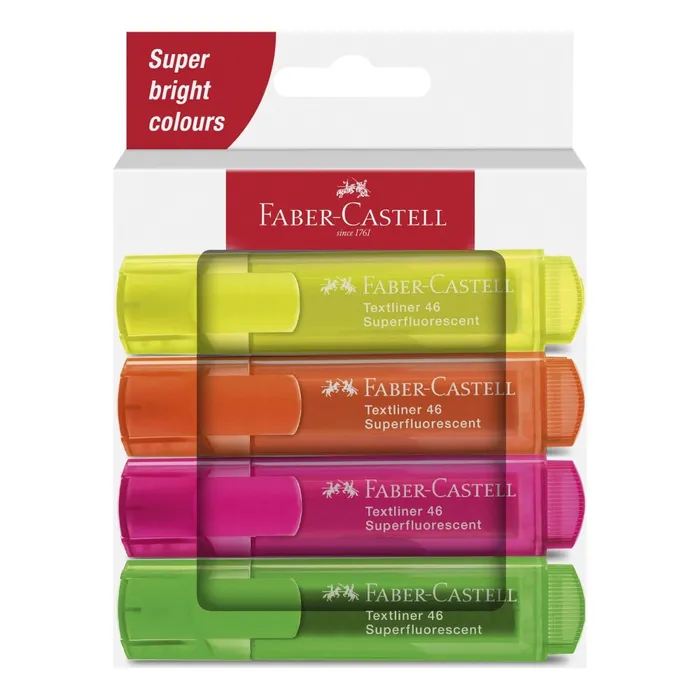 Główne zdjęcie produktu Zvýrazňovač Faber-Castell Textliner 46 Neon sada 4 ks