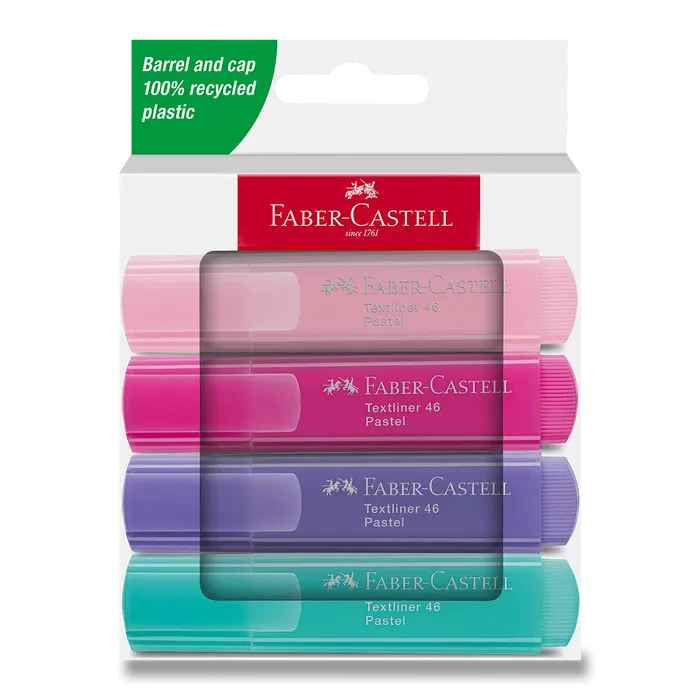 Główne zdjęcie produktu Zvýrazňovač Faber-Castell Textliner 46 Pastel sada 4 ks