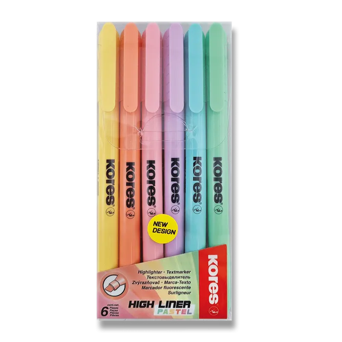 Główne zdjęcie produktu Zvýrazňovač Kores High Liner Pastel sada 6 barev