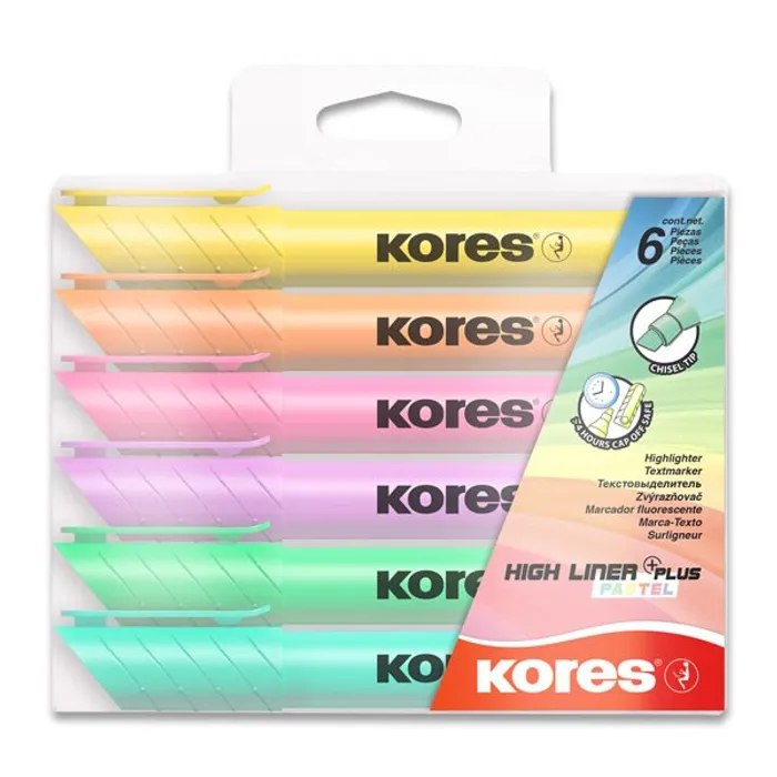 Główne zdjęcie produktu Zvýrazňovač Kores High Liner Pastel sada 6 barev