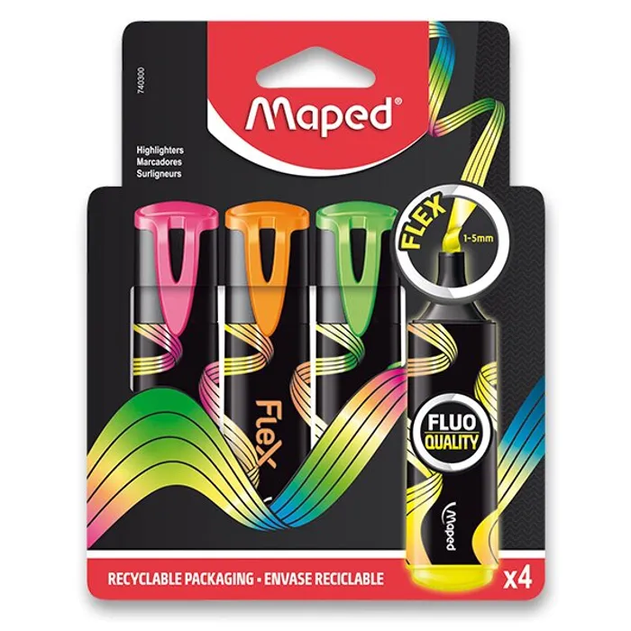 Główne zdjęcie produktu Zvýrazňovač Maped Fluo Peps Flex sada 4 barev
