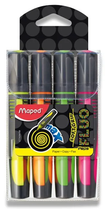Główne zdjęcie produktu Zvýrazňovač Maped Fluo Peps Max souprava 4 ks