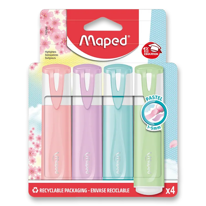Główne zdjęcie produktu Zvýrazňovač Maped Fluo Peps Pastel 4 ks