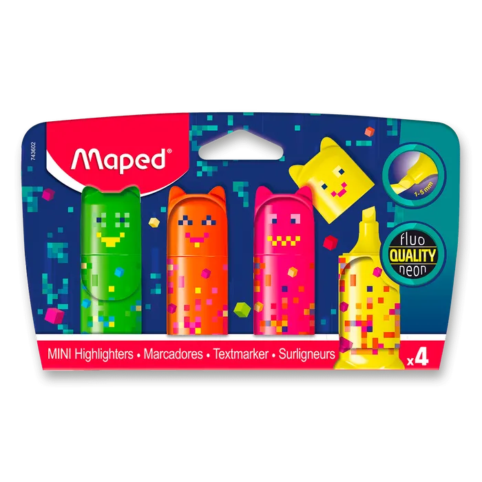 Główne zdjęcie produktu Zvýrazňovač Maped Pixel Party Mini sada 4 barev