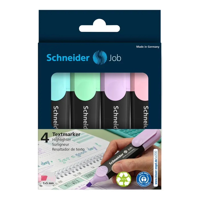 Główne zdjęcie produktu Zvýrazňovač Schneider Job Pastel sada 4 barev