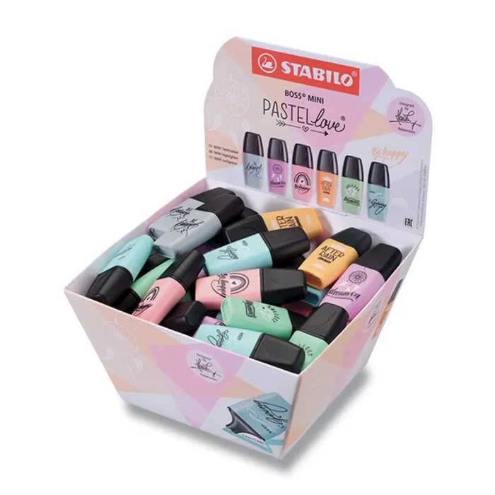 Główne zdjęcie produktu Zvýrazňovač Stabilo Boss Mini Pastellove stojánek, 50 ks