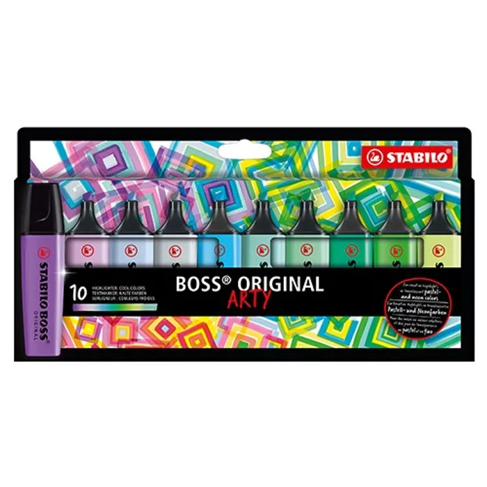 Główne zdjęcie produktu Zvýrazňovač STABILO BOSS ORIGINAL 10 ks, studené barvy "ARTY"