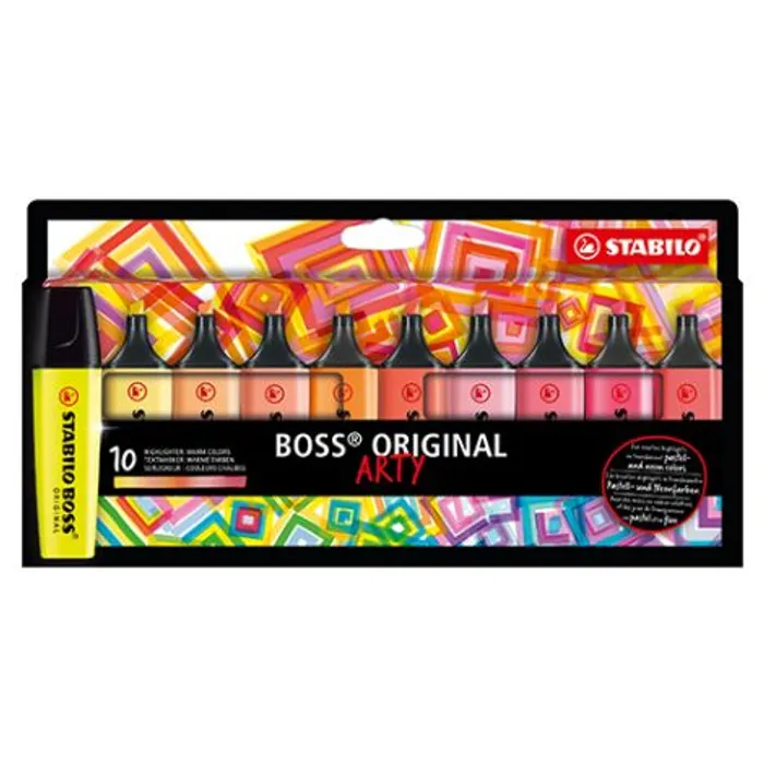 Główne zdjęcie produktu Zvýrazňovač STABILO BOSS ORIGINAL 10 ks, teplé barvy "ARTY"