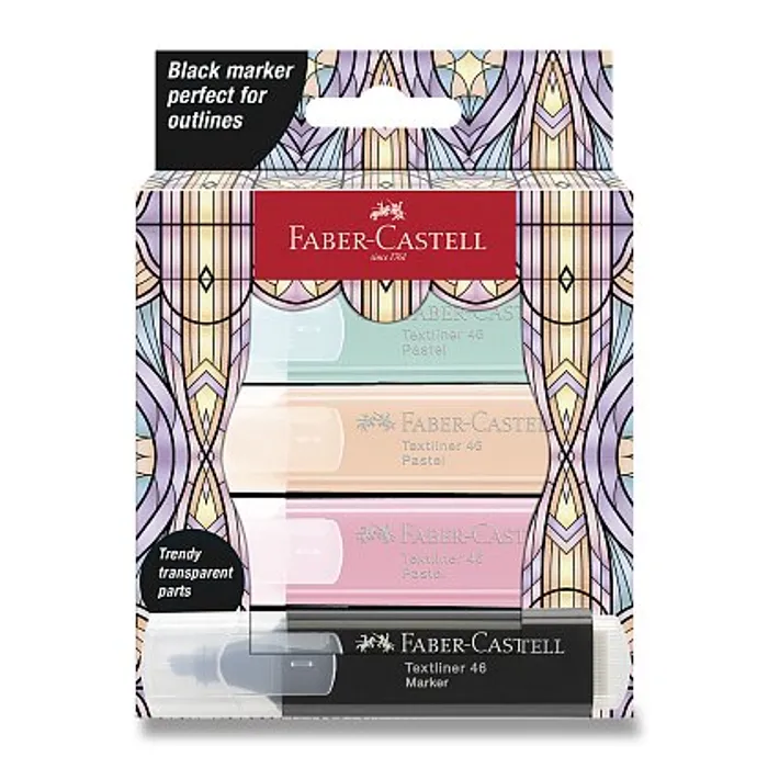 Główne zdjęcie produktu Zvýrazňovače Faber-Castell Glassy Pastel, 4 ks