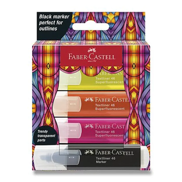 Główne zdjęcie produktu Zvýrazňovače Faber-Castell Glassy Superfluo-4 ks