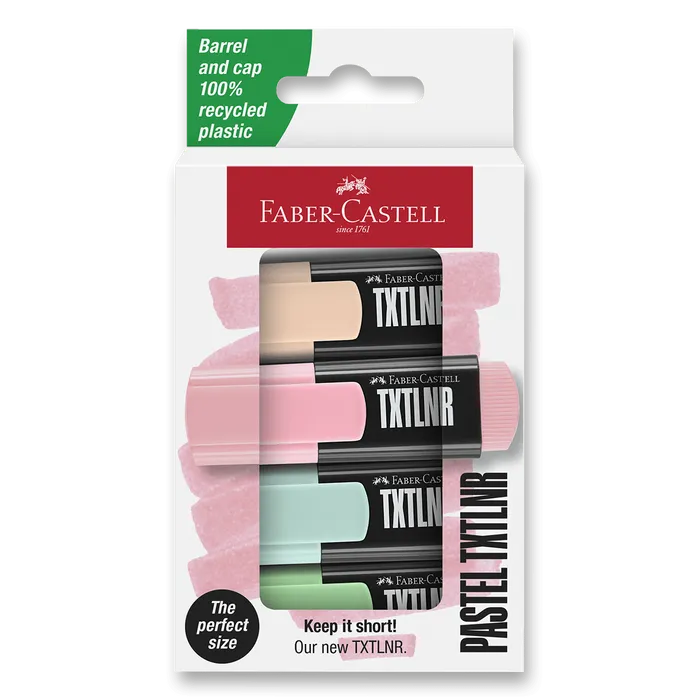 Główne zdjęcie produktu Zvýrazňovače Faber-Castell Short TXTLNR Pastel 4 ks
