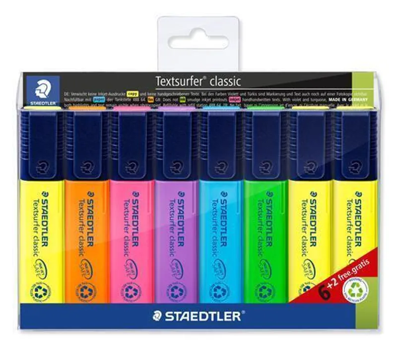 Główne zdjęcie produktu Zvýrazňovače "Textsurfer classic 364", sada, 6+2, 1-5 mm, STAEDTLER