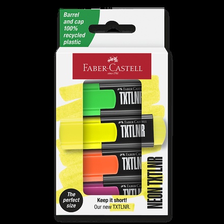 Papírenské zboží - Zvýrazňovače Faber-Castell Short TXTLNR SF 4 ks
