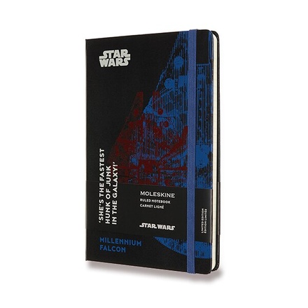 Papírenské zboží - Zápisník Moleskine Star Wars - tvrdé desky L, linkovaný, Falcon