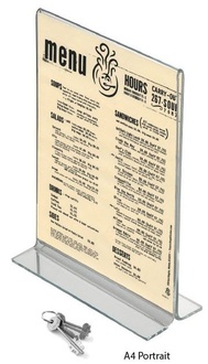 Papírenské zboží - Plexi stojánek na stůl oboustranný typu T - velikost A4 na výšku