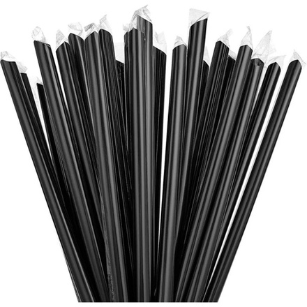 Papírenské zboží - BUBBLE TEA plastové slámky 12x210mm černé [250 ks] (znovu použitelná)