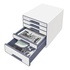 Papírenské zboží - Pudełko szufladowe „Wow”, biało-szare, tworzywo sztuczne, 5 szuflad, LEITZ