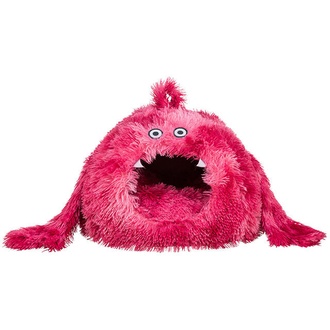 Papírenské zboží - Kukaň MONSTER, 46 x 33 x 46 cm, dlouhovlasý plyš, růžově červená - LIMITOVANÁ NABÍDKA