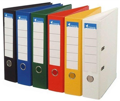 Papírenské zboží - Pákový pořadač "Premium", červený, 75 mm, A4, s ochranným spodním kováním, PP/PP, VICTORIA
