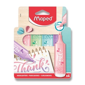 Papírenské zboží - Zvýrazňovač Maped Fluo Peps Pastel sada 4 ks