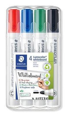 Papírenské zboží - Popisovač na bílou tabuli "Lumicolor 351", 4 barvy, kuželový hrot, 2mm, STAEDTLER