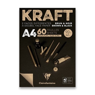 Papírenské zboží - Blok Clairefontaine Brown & Black Kraft A4, 60 listů, 90 g