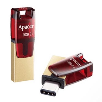 Papírenské zboží - Apacer USB flash disk OTG, USB 3.0 (3.2 Gen 1), 32GB, AH180, červený, AP32GAH180R-1, USB
