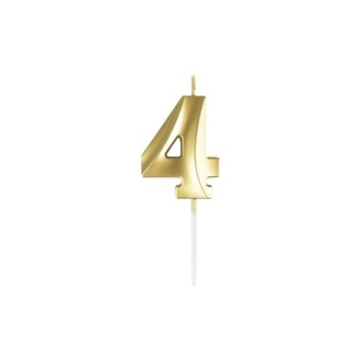 Papírenské zboží - Svíčka číslo 4 – zlatá [1 ks]