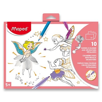 Papírenské zboží - Omalovánky Maped s metalickými dekoracemi A4, mix motivů