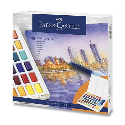 Papírenské zboží - Vodové barvy Faber-Castell  s paletkou 48 barev