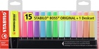 Papírenské zboží - Zakreślacze STABILO BOSS ORIGINAL - 15 szt. zestaw na biurko - 9 neonowych i 6 pastelowych kolorów