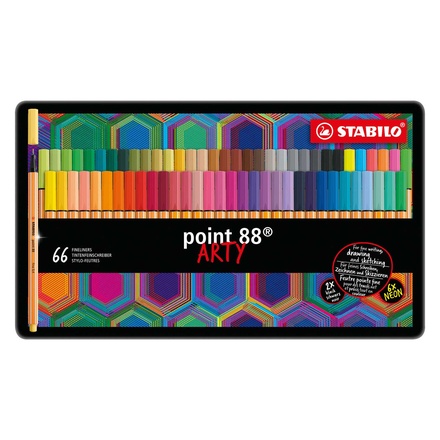 Papírenské zboží - Liner STABILO point 88 Arty kovové pouzdro 66 ks