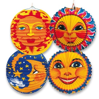 Papírenské zboží - Papírový lampion Sun & Moon průměr 25 cm