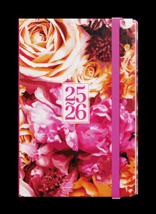 Papírenské zboží - 18měsíční týdenní diář - Lungo - B6 - Růže