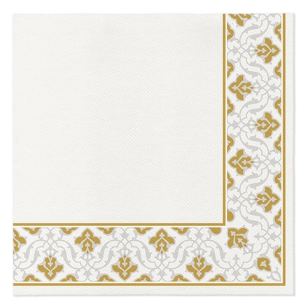 Papírenské zboží - Ubrousky PAW AIRLAID 40x40 cm - Floral Frame Gold [50 ks]