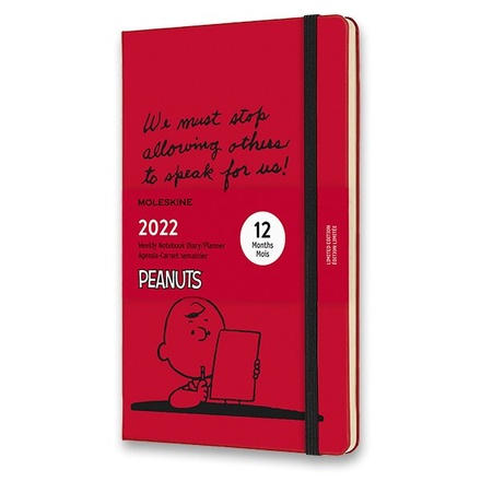 Papírenské zboží - Diář Moleskine 2022 Peanuts - tvrdé desky L, týdenní,červený