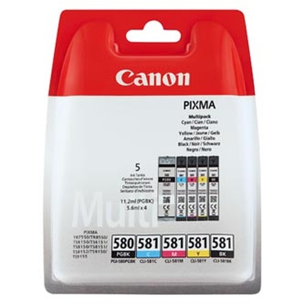 Papírenské zboží - Canon originální ink PGI-580PGBK/CLI-581CMYBK Multi pack, CMYK+PGBK, 1*11.2 + 4*5.6ml, 20