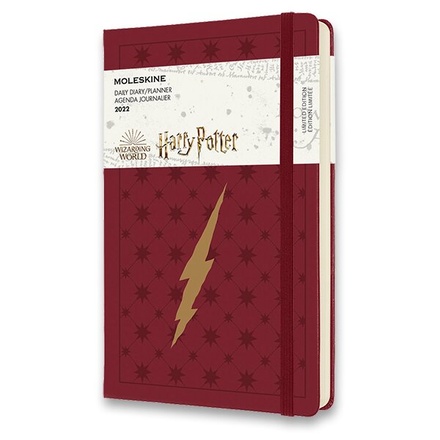 Papírenské zboží - Diář Moleskine 2022 Harry Potter - tvrdé desky L, denní, vínový