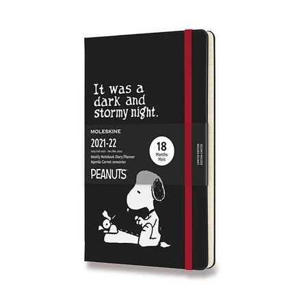 Papírenské zboží - 18měsíční diář Moleskine 2021-22 Peanuts - tvrdé desky L, týdenní, černý