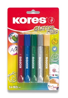 Papírenské zboží - Dekorační lepidlo Kores Glitter Glue 5 x 10,5 ml, metalické barvy