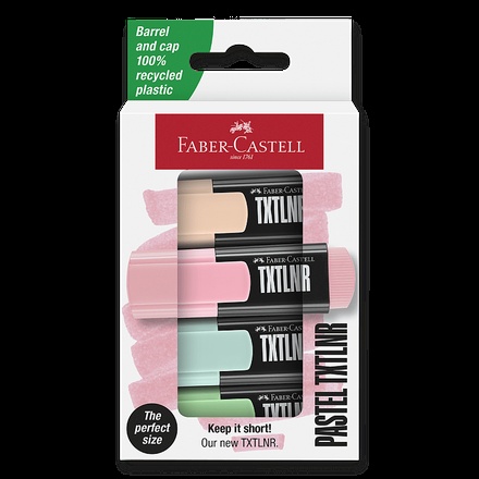 Papírenské zboží - Zvýrazňovače Faber-Castell Short TXTLNR Pastel 4 ks